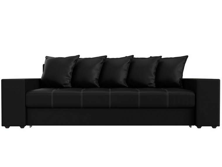 Прямой диван-кровать Дубай черного цвета (экокожа)