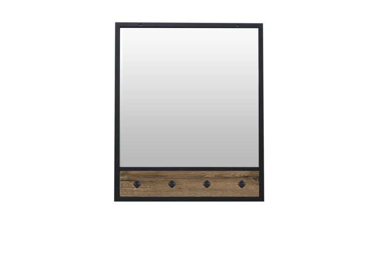 Настенное зеркало с крючками Велингтон 60х72 бежево-черного цвета 