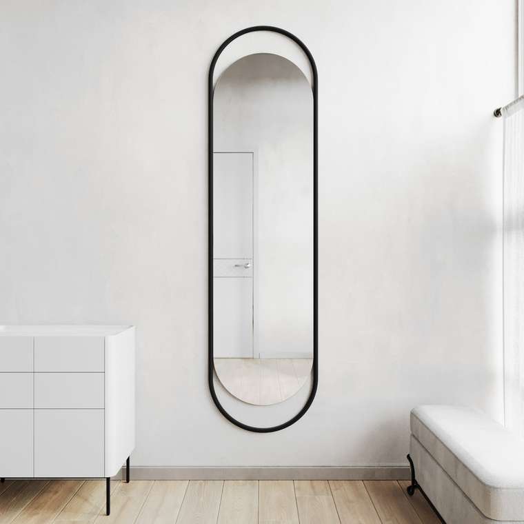 Дизайнерское настенное зеркало Evelix L в раме черного цвета