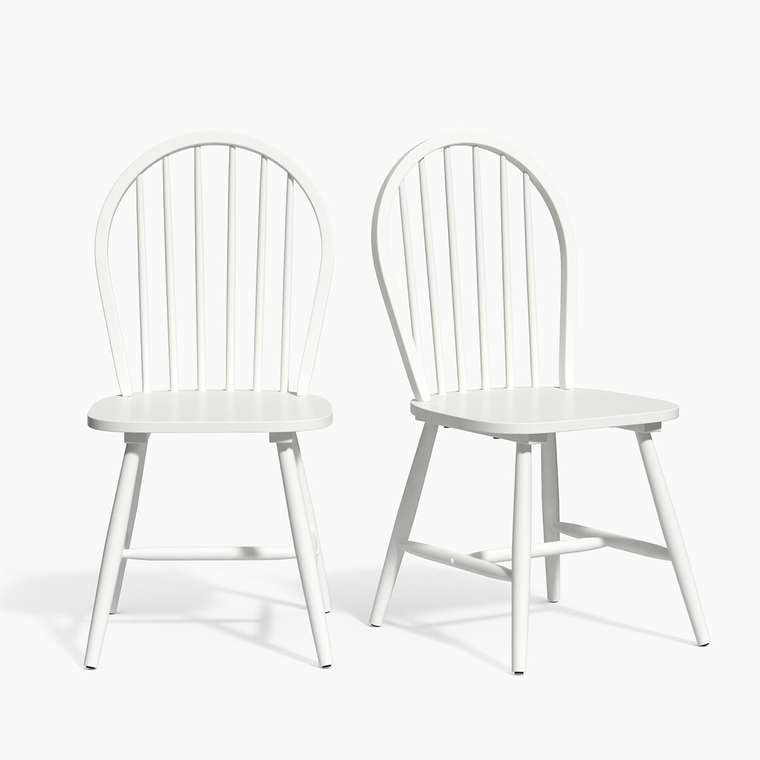 Комплект из двух стульев с решетчатой спинкой Windsor белого цвета