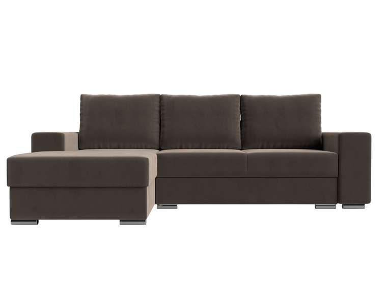 Угловой диван-кровать Дрезден коричневого цвета левый угол