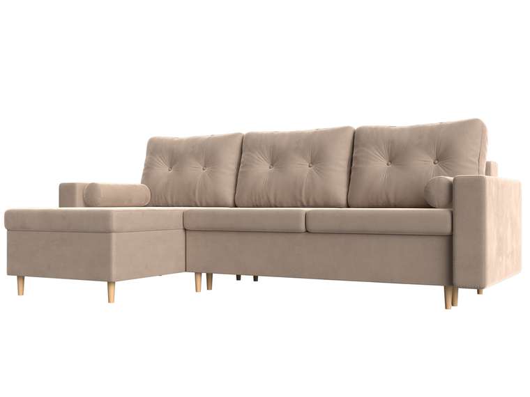 Угловой диван-кровать Белфаст бежевого цвета левый угол