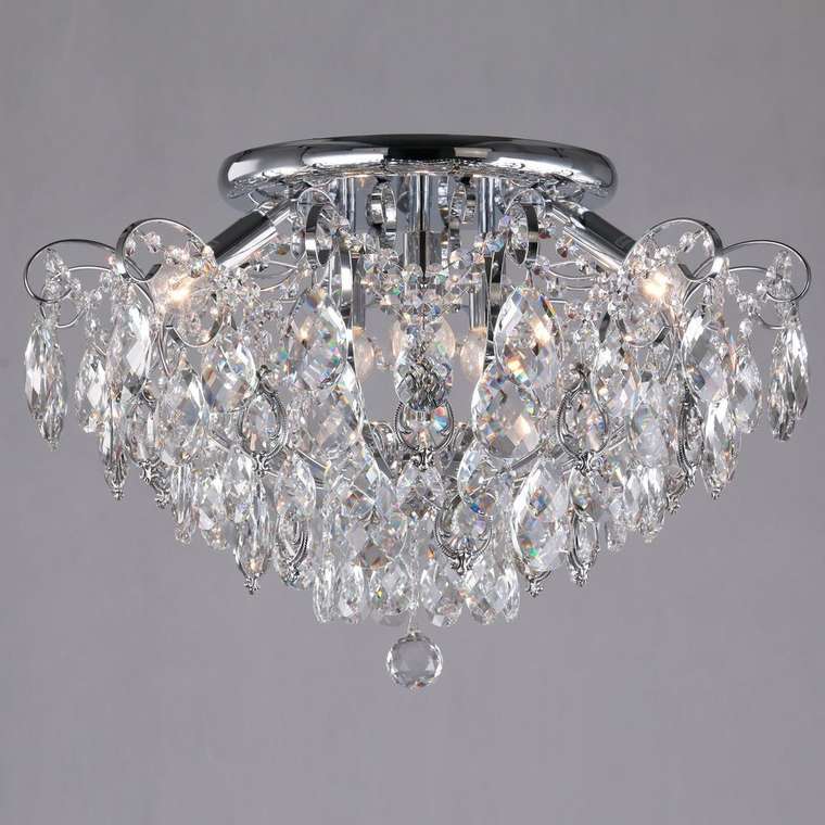 Хрустальный потолочный светильник 10081/6 хром / прозрачный хрусталь Crystal