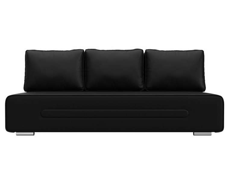 Прямой диван-кровать Приам черного цвета (экокожа)