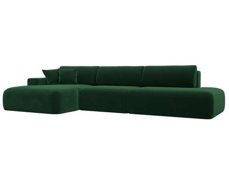 Угловой диван-кровать Лига 036 Модерн Лонг темно-зеленого цвета левый угол