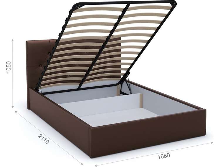 Кровать с подъемным механизмом Женева 160х200 коричневого цвета