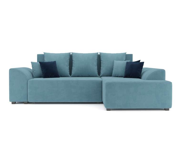 Угловой диван-кровать Каскад голубого цвета правый угол
