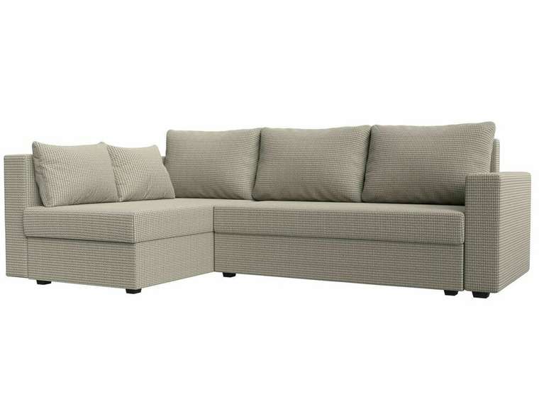 Угловой диван-кровать Мансберг серо-бежевого цвета левый угол