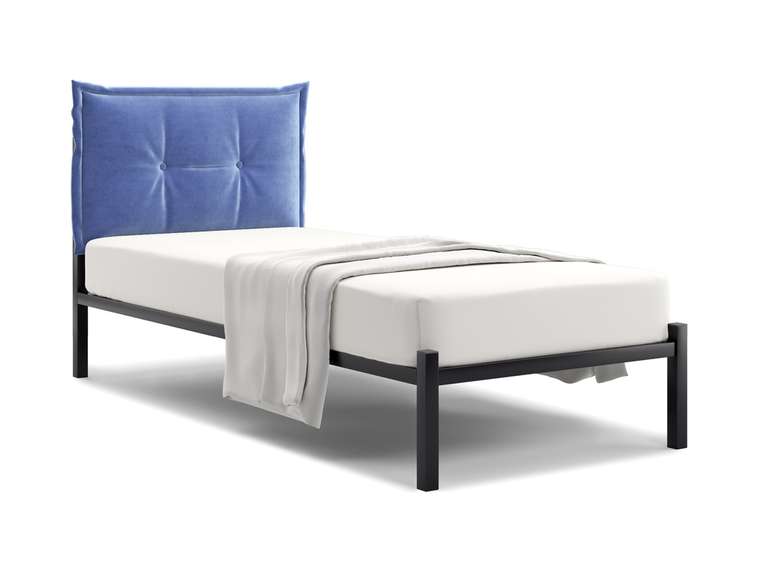 Кровать Лофт Cedrino 90х200 синего цвета без подъемного механизма