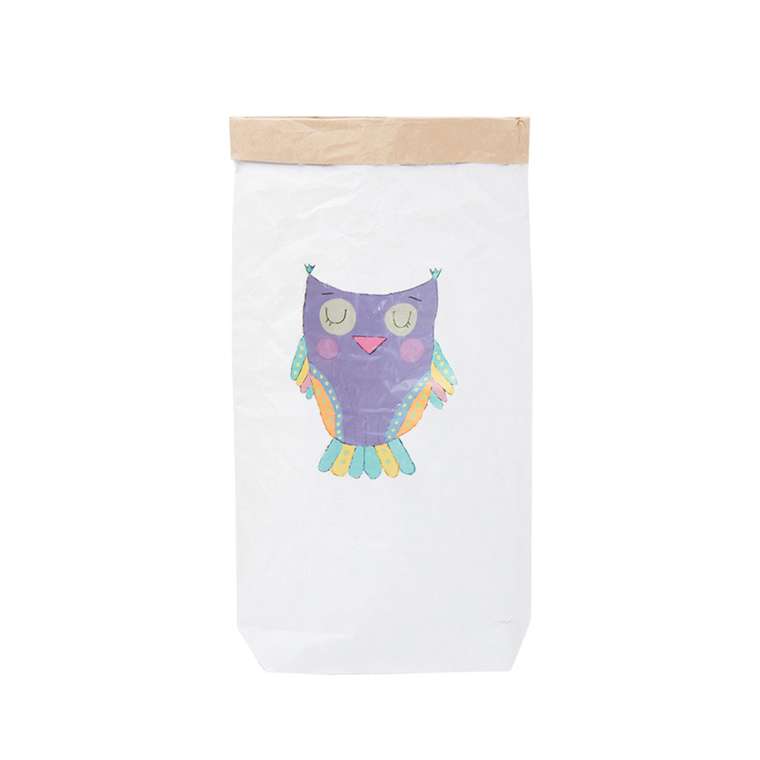 Эко-мешок для игрушек из крафт бумаги Фиолетовая Сова