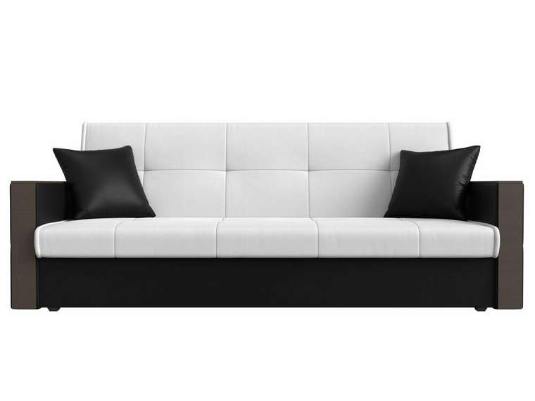 Прямой диван-кровать Валенсия бело-черного цвета (экокожа)