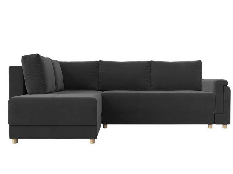 Угловой диван-кровать Лига 024 серого цвета левый угол