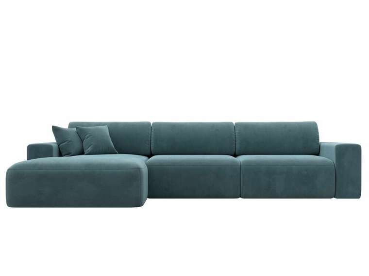 Угловой диван-кровать Лига 036 Классик Лонг темно-бирюзового цвета левый угол