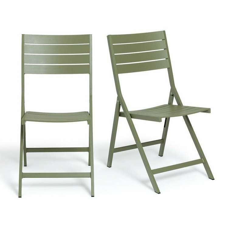 Комплект из двух складных садовых стульев из алюминия Zapy зеленого цвета