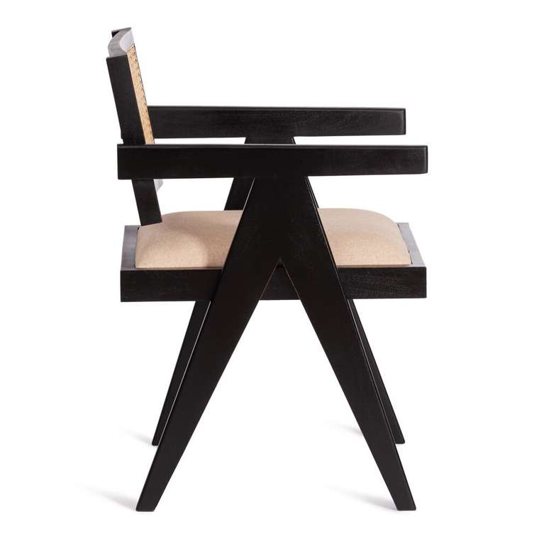 Стул с подлокотником Black Label черно-бежевого цвета