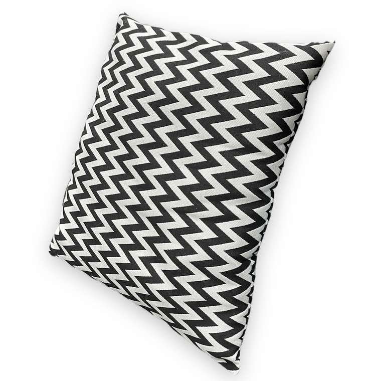 Подушка декоративная Зигзаг черно-белого цвета из шенилла