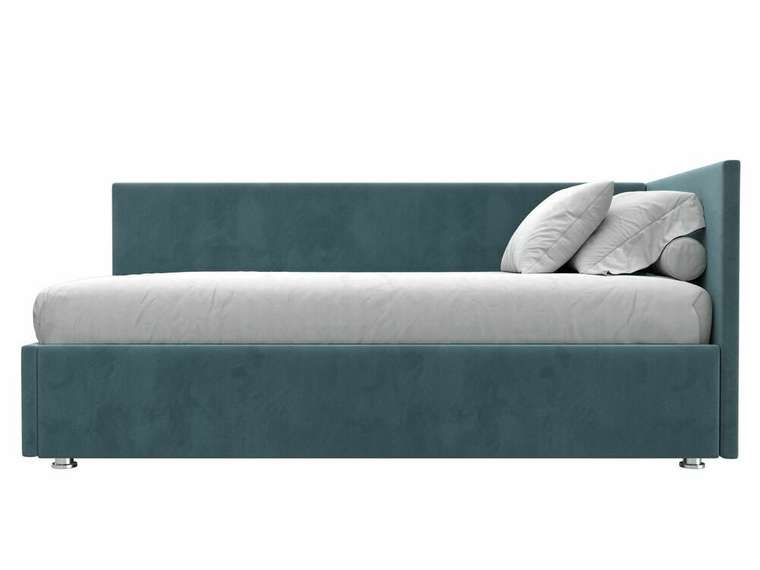 Кровать Лига 039 бирюзового цвета с подъемным механизмом правая