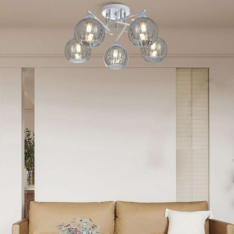 Потолочная люстра AMALFI-326508 326508/5 WH+CR (стекло, цвет дымчатый)