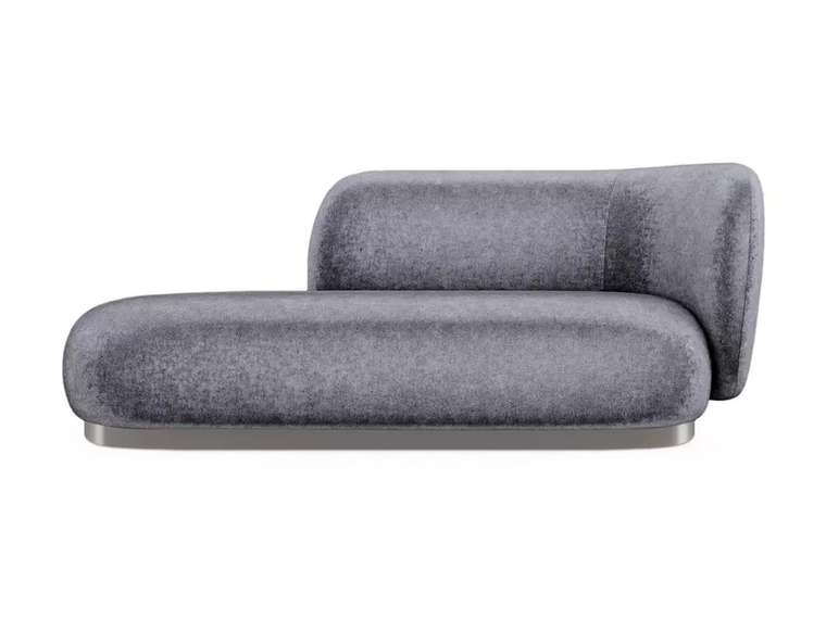 Кушетка-диван Lucca темно-серого цвета с металлической лентой серого цвета правая 