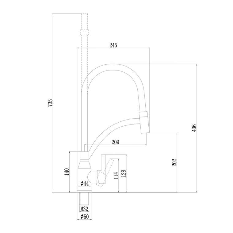 Смеситель для кухни Fmark FS8244C-04, матовое золото