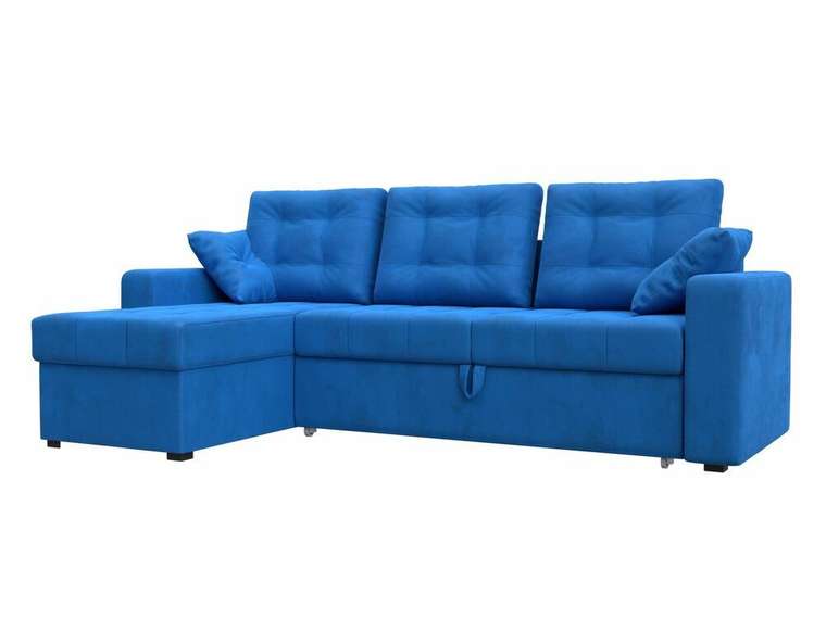 Угловой диван-кровать Камелот голубого цвета левый угол