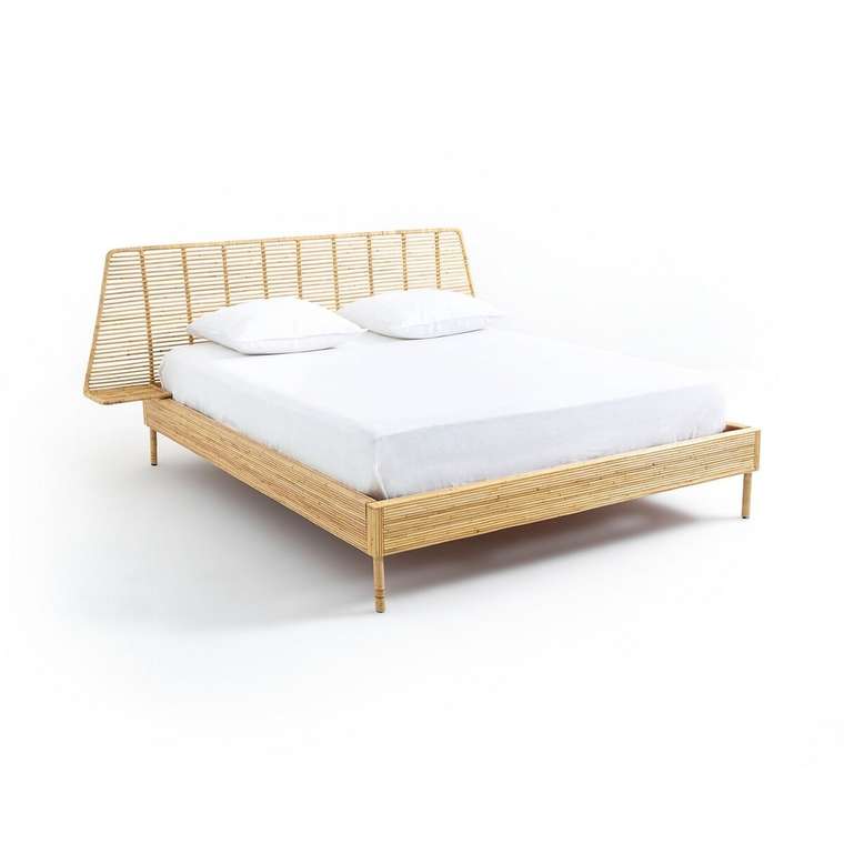 Кровать Saghil 160x200 бежевого цвета без подъемного механизма