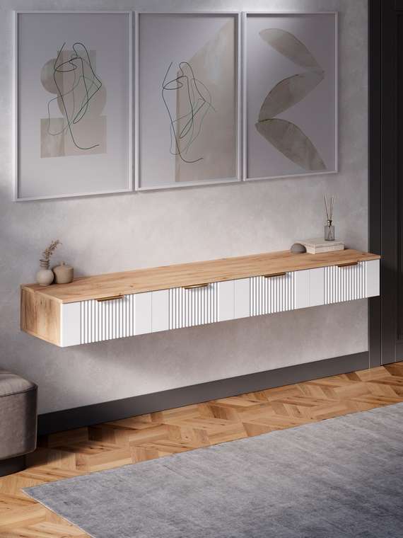 Подвесная тумба Ингрия Luxe 11 бело-бежевого цвета