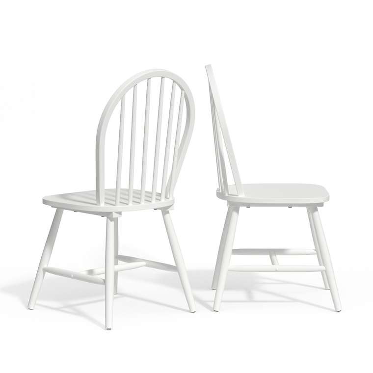 Комплект из двух стульев с решетчатой спинкой Windsor белого цвета