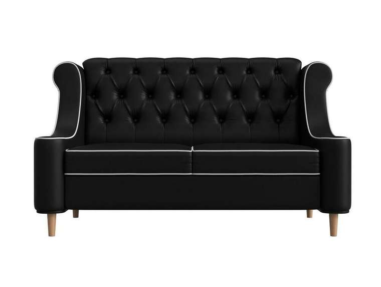 Прямой диван Бронкс черного цвета (экокожа)