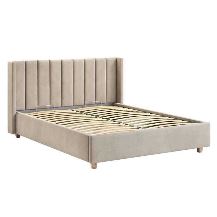 Кровать с мягким изголовьем Венера-9 180х200 бежевого цвета с подъемным механизмом