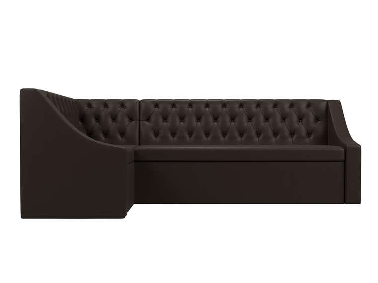 Угловой диван-кровать Мерлин коричневого цвета (экокожа) левый угол