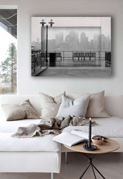 Картина с арт рамой Нью-Йорк в тумане 60х80 см