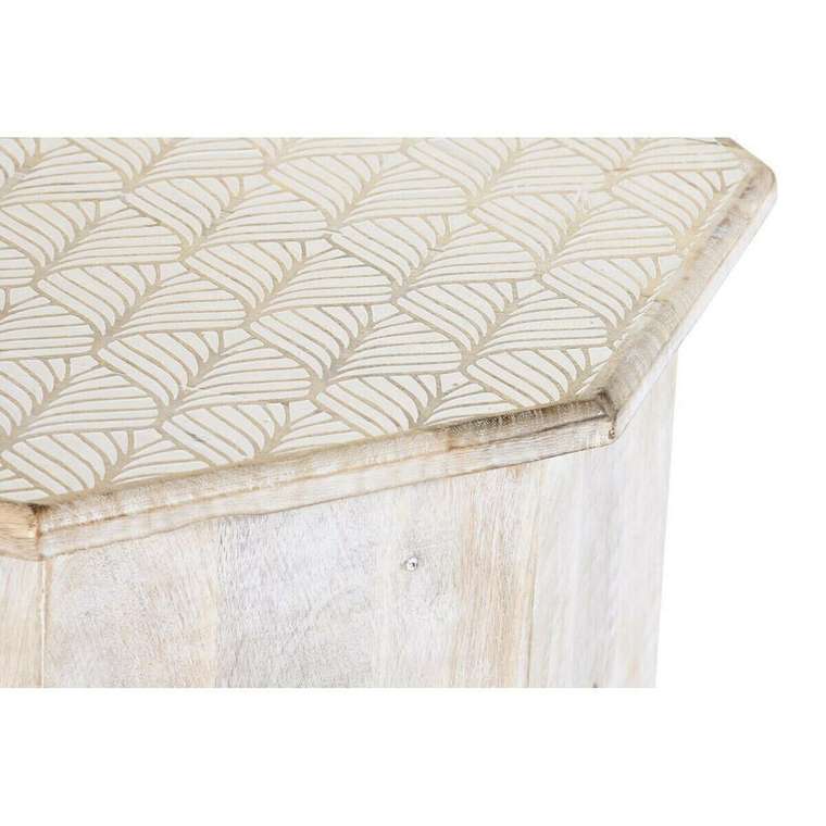 Вспомогательный стол 49 x 49 x 53,5 cm Коричневый Белый Древесина манго