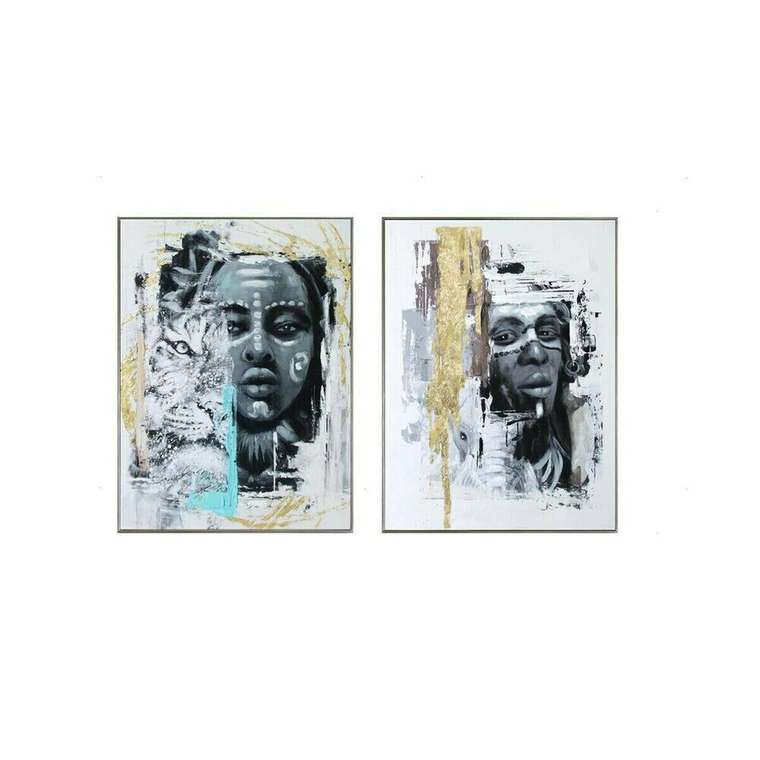 Картина 60 x 3,5 x 80 cm Колониальный Африканка (2 штук)