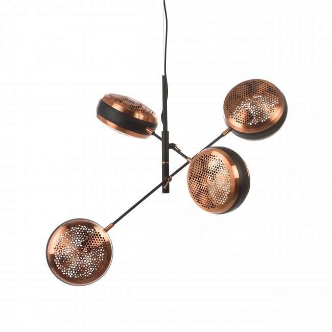 Подвесная люстра Hive slim chandelier черно-медного цвета