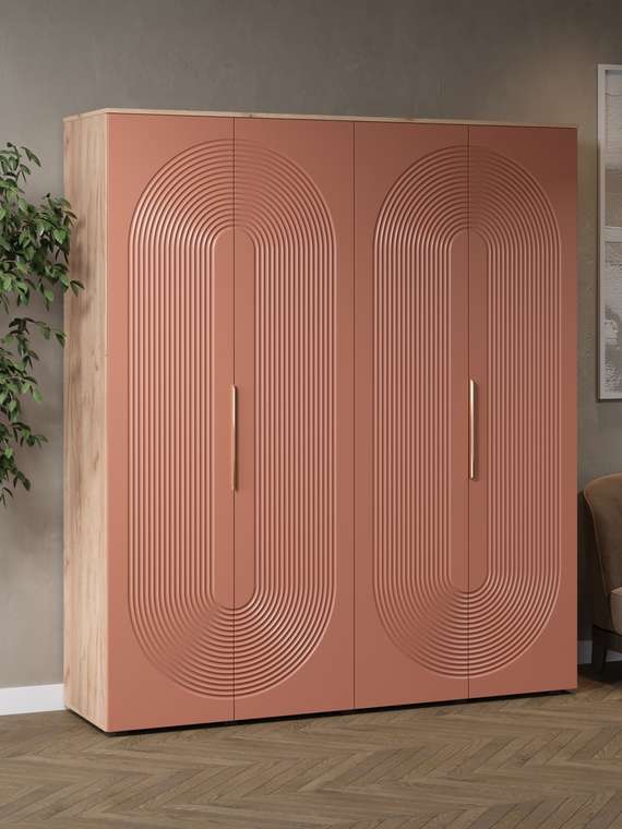 Распашной шкаф для одежды Ингрия Luxe 8 коричневого цвета