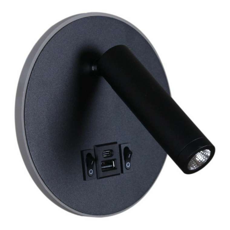 Спот 86203-9.2-001KT LED12W+USB BK (металл, цвет черный)