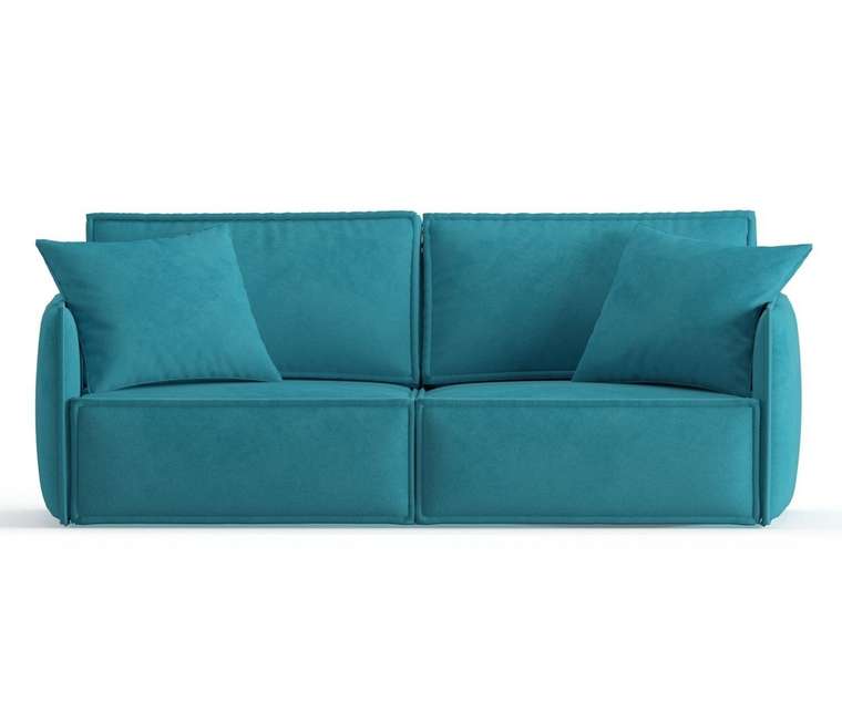 Диван-кровать из велюра Лортон голубого цвета