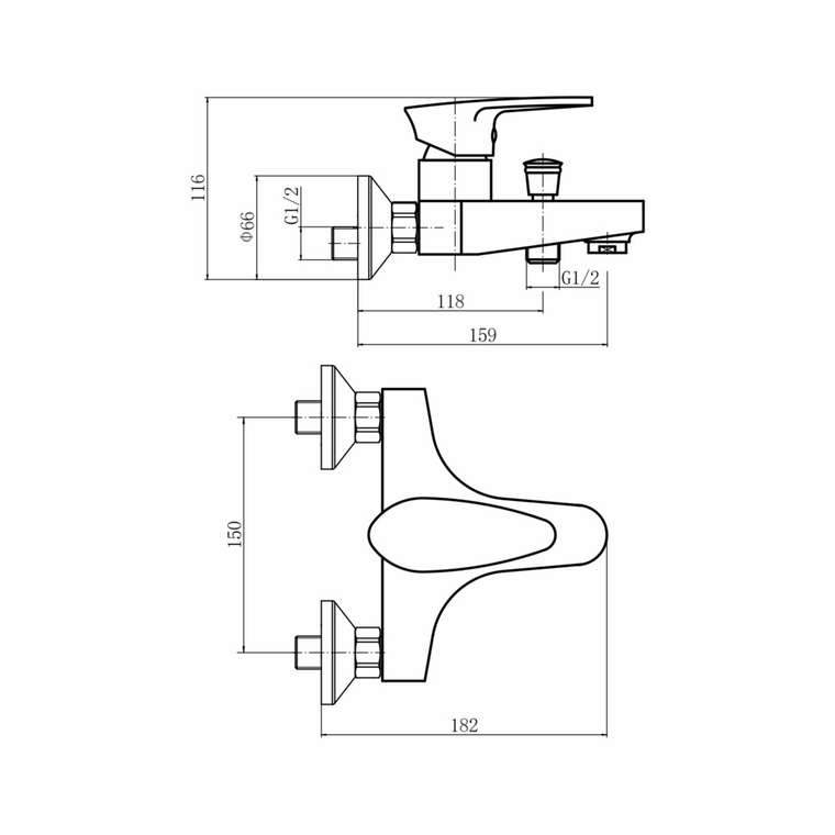 Смеситель для ванны PLstart PL3205-17, графит