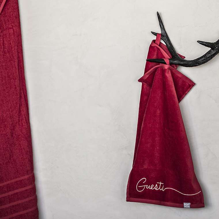 Набор из двух полотенец для рук Guests бордового цвета