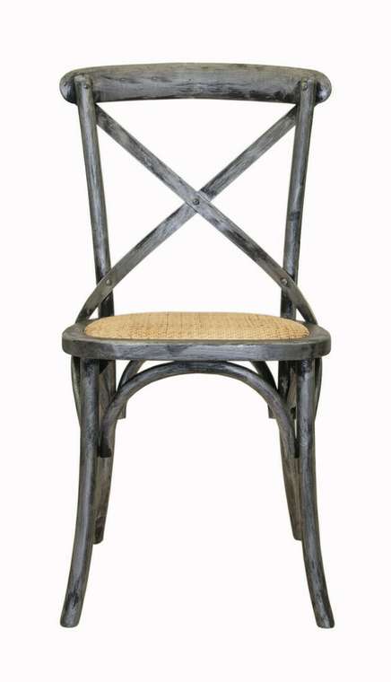 Венский стул Cross Back Silver с сидением из ротанга