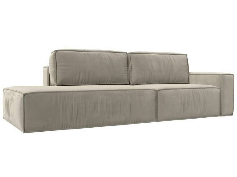 Прямой диван-кровать Прага модерн бежевого цвета подлокотник справа