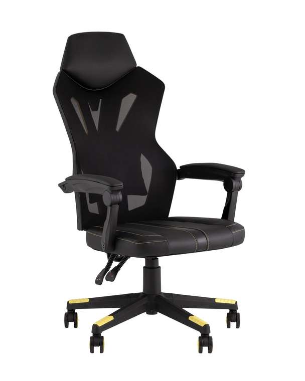 Кресло спортивное Top Chairs Айронхайд черного цвета с желтыми вставками