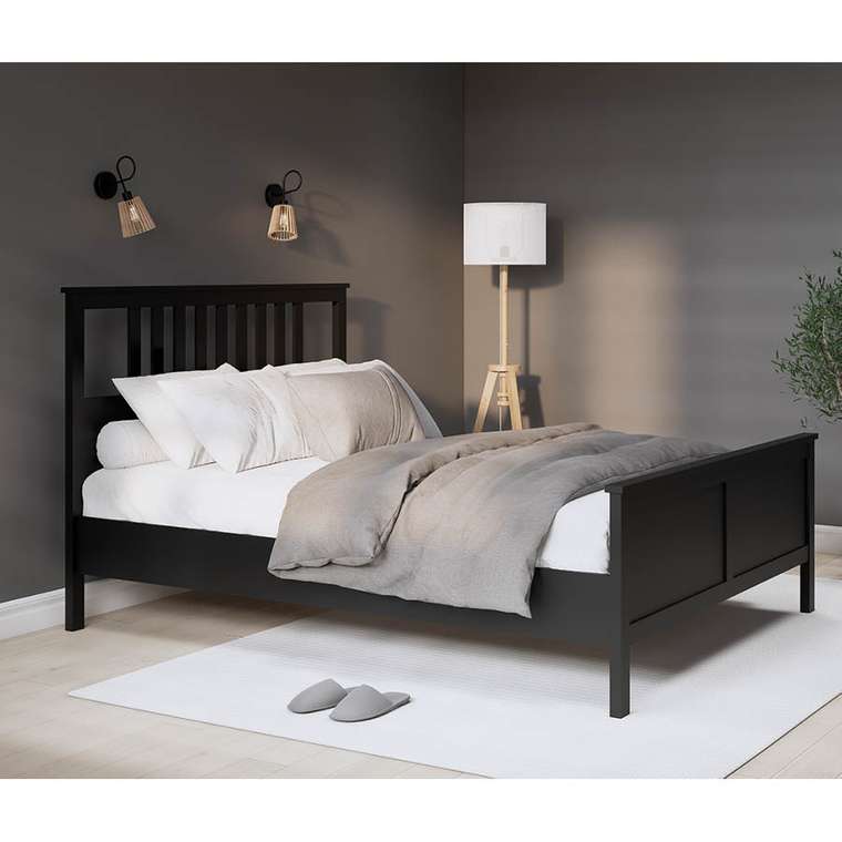 Кровать Кымор 140х200 черного цвета без подъемного механизма