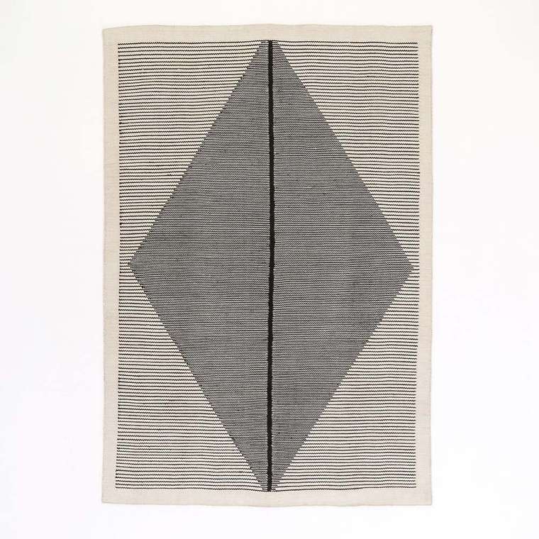 Ковер килим с горизонтальным плетением Indoor/Outdoor Loscan 200х290 черного цвета