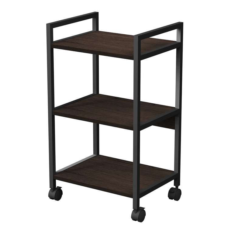 Стеллаж мобильный 10СМН.3.455 низкий 3 полки темно-коричневого цвета