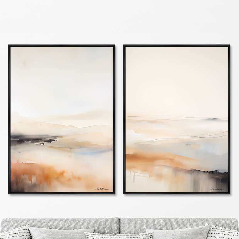 Набор из двух репродукций картин Landscape collection, Light fog, 2024г.