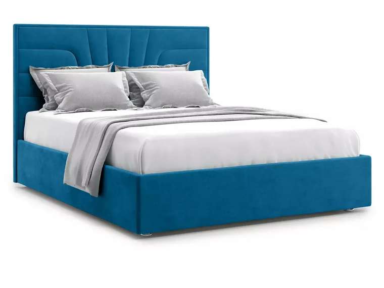 Кровать Premium Milana 140х200 синего цвета с подъемным механизмом
