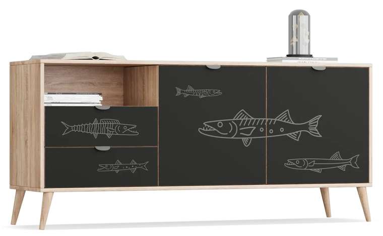 Комод Бержер Fish черного цвета