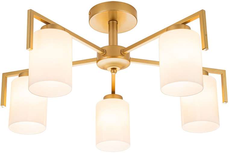 Потолочная люстра на штанге Escada Style 1142/5P Gold 5х60Вт E27, металл/стекло, золото